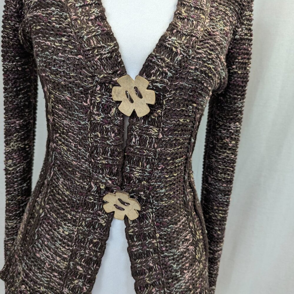 BCBG MAXAZRIA Heathered Brown Cardigan Size Small - Picture 2 of 12